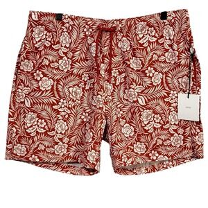 Onia Mens Lined Swim Trunks Size XL Burnt Orange Brown White Quick Dry Mid-thigh